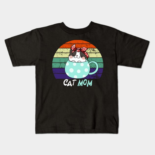 Funny Cat Mom Kids T-Shirt by sevalyilmazardal
